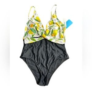 IFFEI black one piece swimsuit w lemons size XL NWT